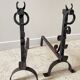 Pair of vintage steel brutalist andirons