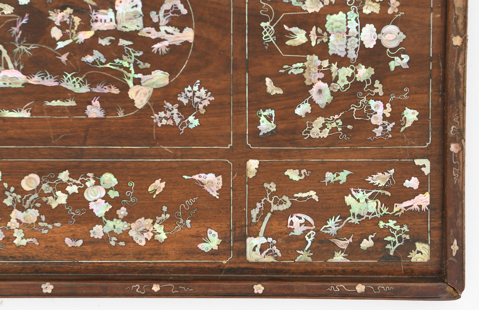 Plateau Décoratif En Bois Marqueté - Incrustations Losanges Et Motifs Géométriques - Vintage