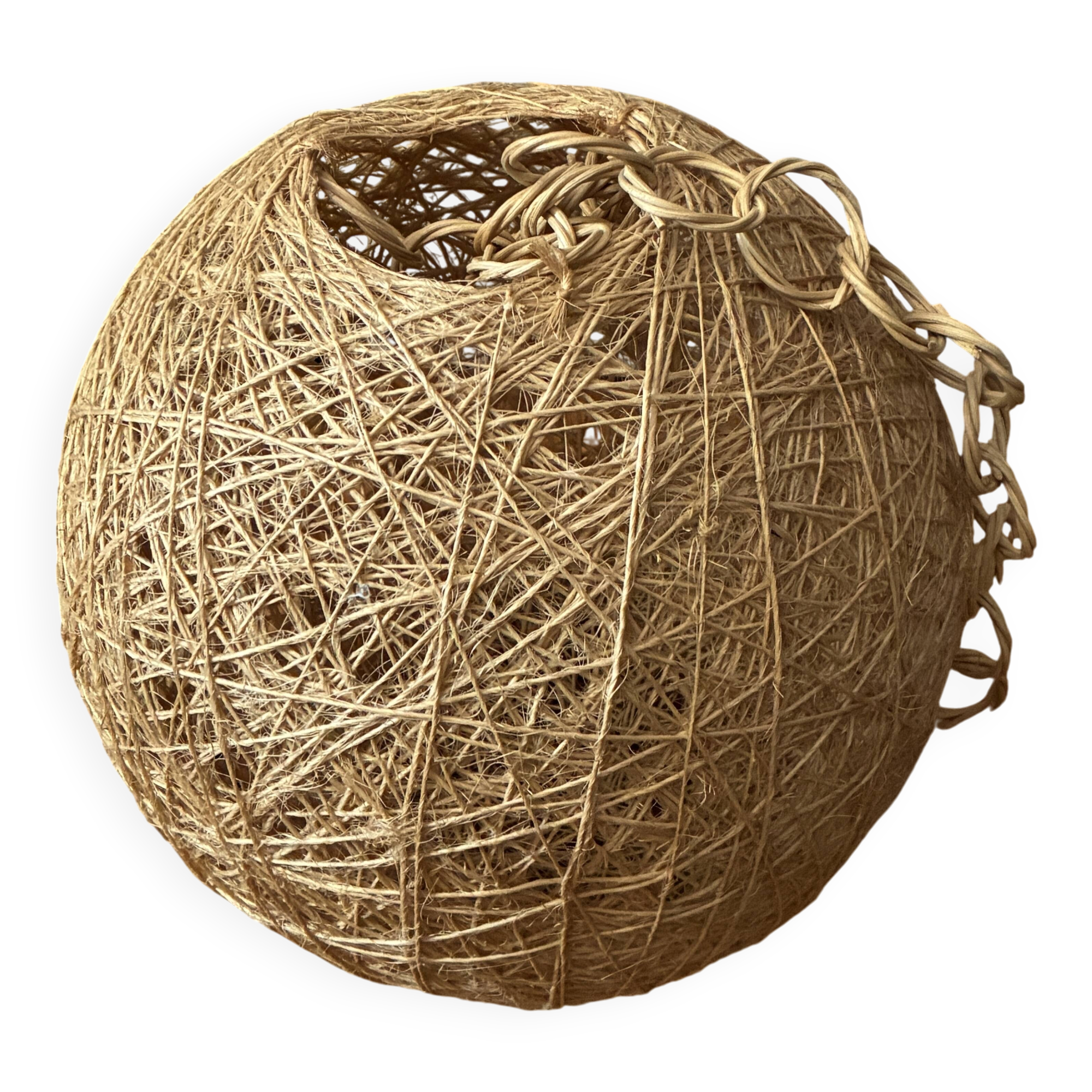 Lustre suspension boule chanvre ficelle