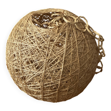 Lustre suspension boule chanvre ficelle