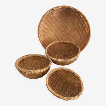 4 ethnic round baskets