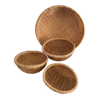 4 ethnic round baskets