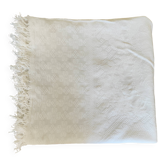 White woven cotton bedspread with fringes