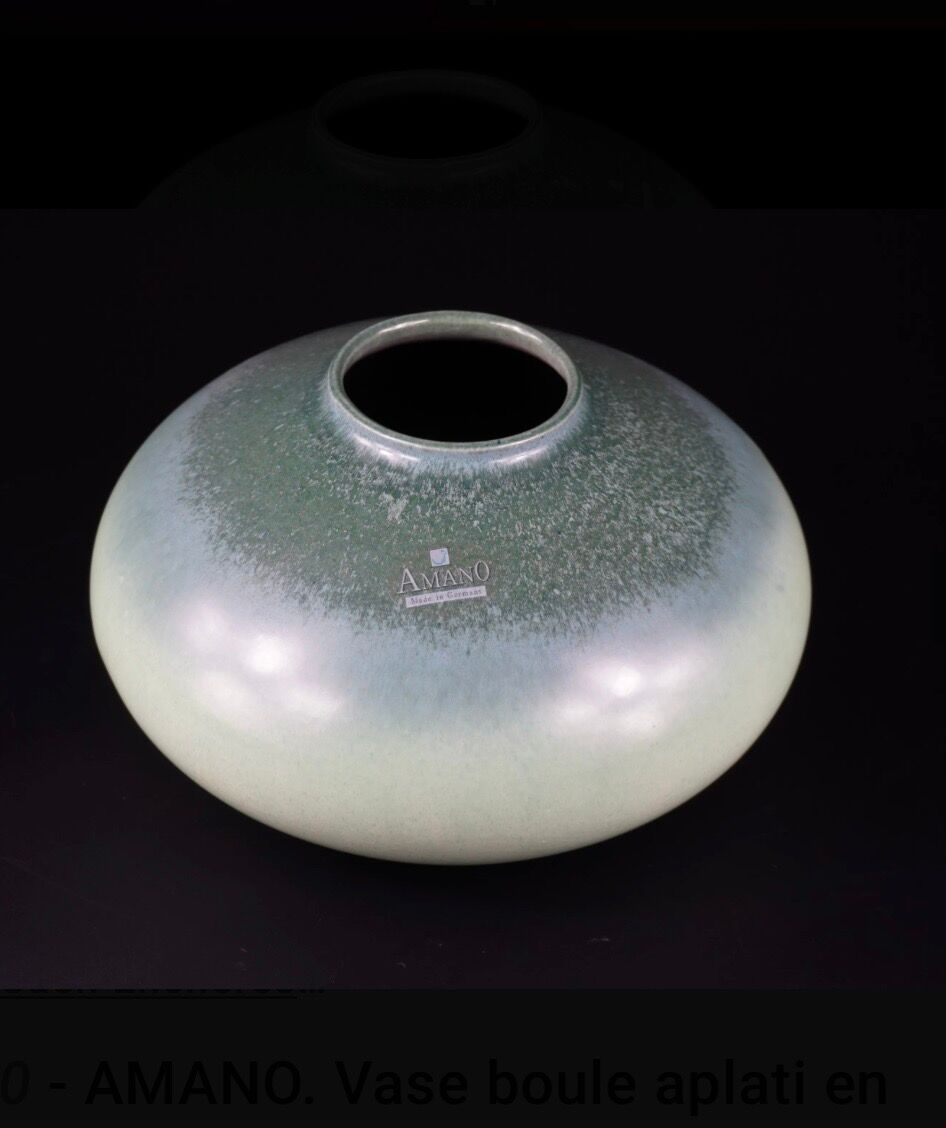 German vase design Amano in glazed ceramic, green gradient.