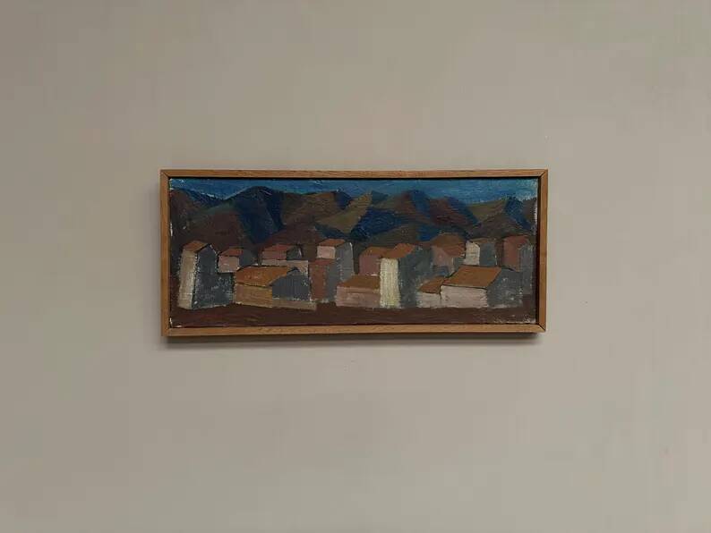 Swedish Oil on Canvas "Urban Landscape" by Johan Lundgren, Framed