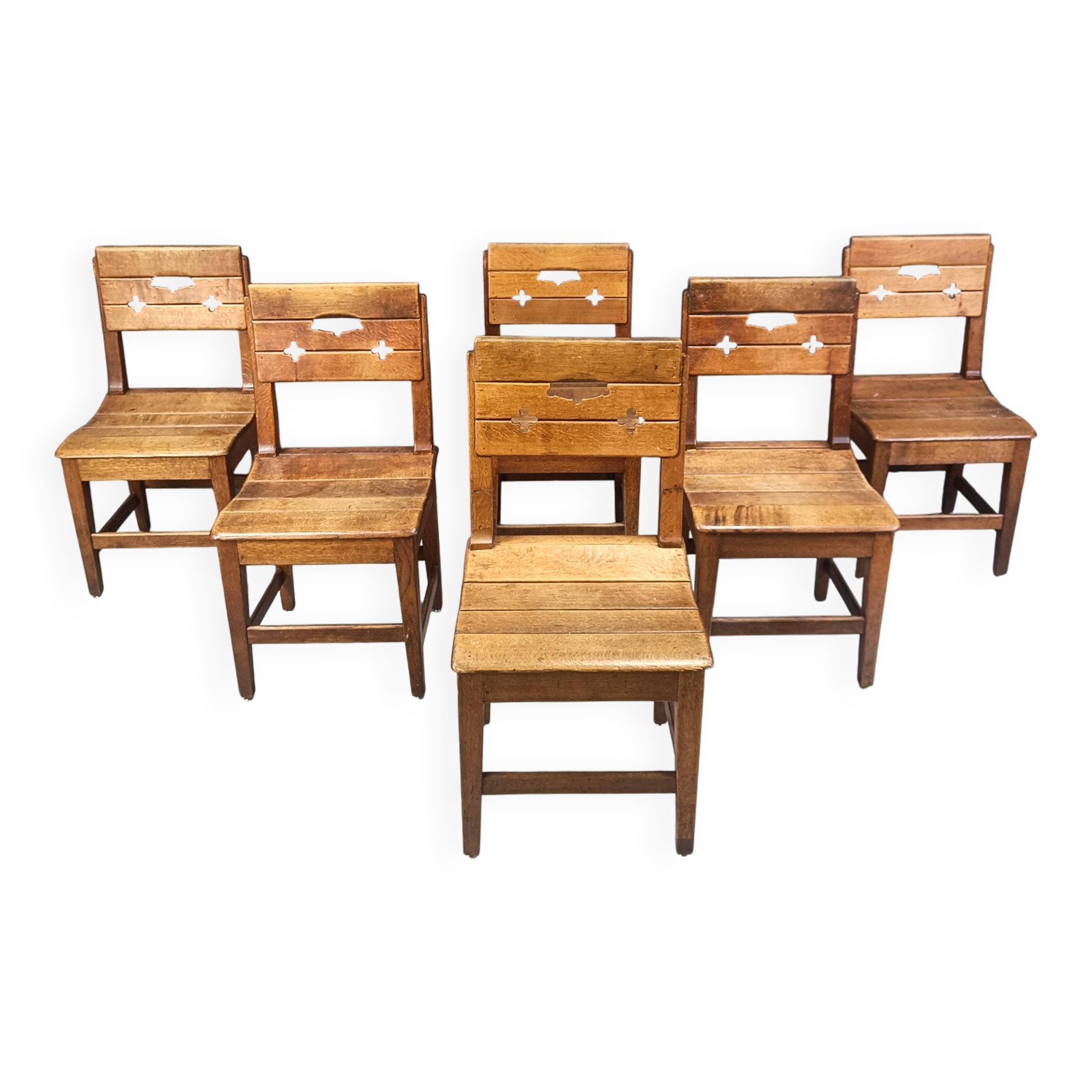 Vintage oak brutalist chairs, 1960s