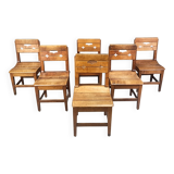 Vintage oak brutalist chairs, 1960s