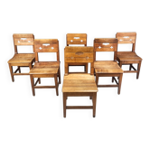 Vintage oak brutalist chairs, 1960s