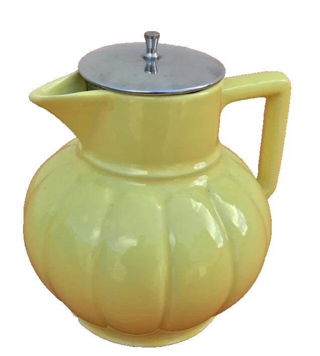 Art Deco 1930s Teapot / Tea Infuser with yellow ceramic infuser