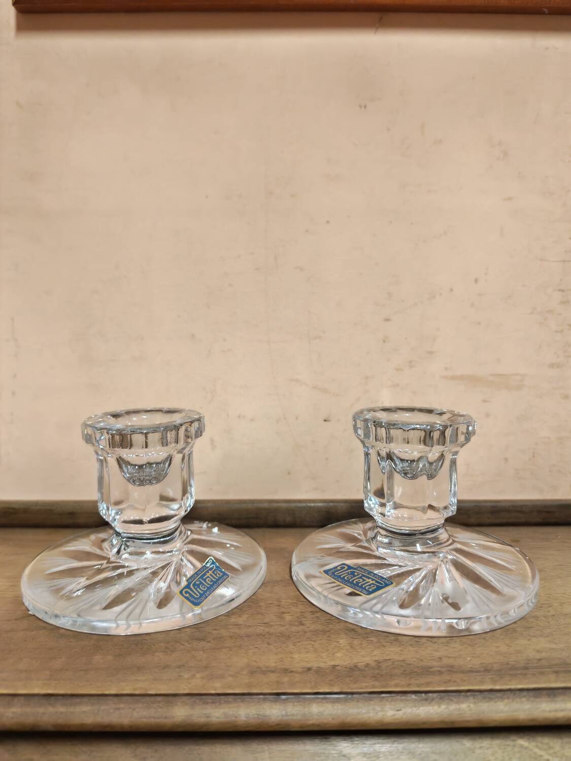 Pair of crystal candlesticks