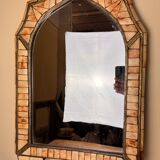 Orient at the beginning of the 20th century: mirror of atypical shape made of camel bone, refined and elegant work
