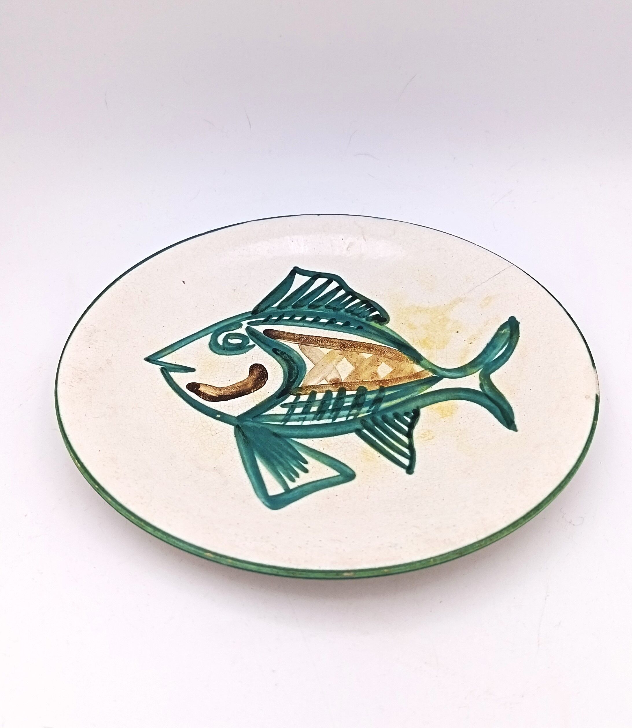 Decorative ceramic plate signed Picault, Vallauris