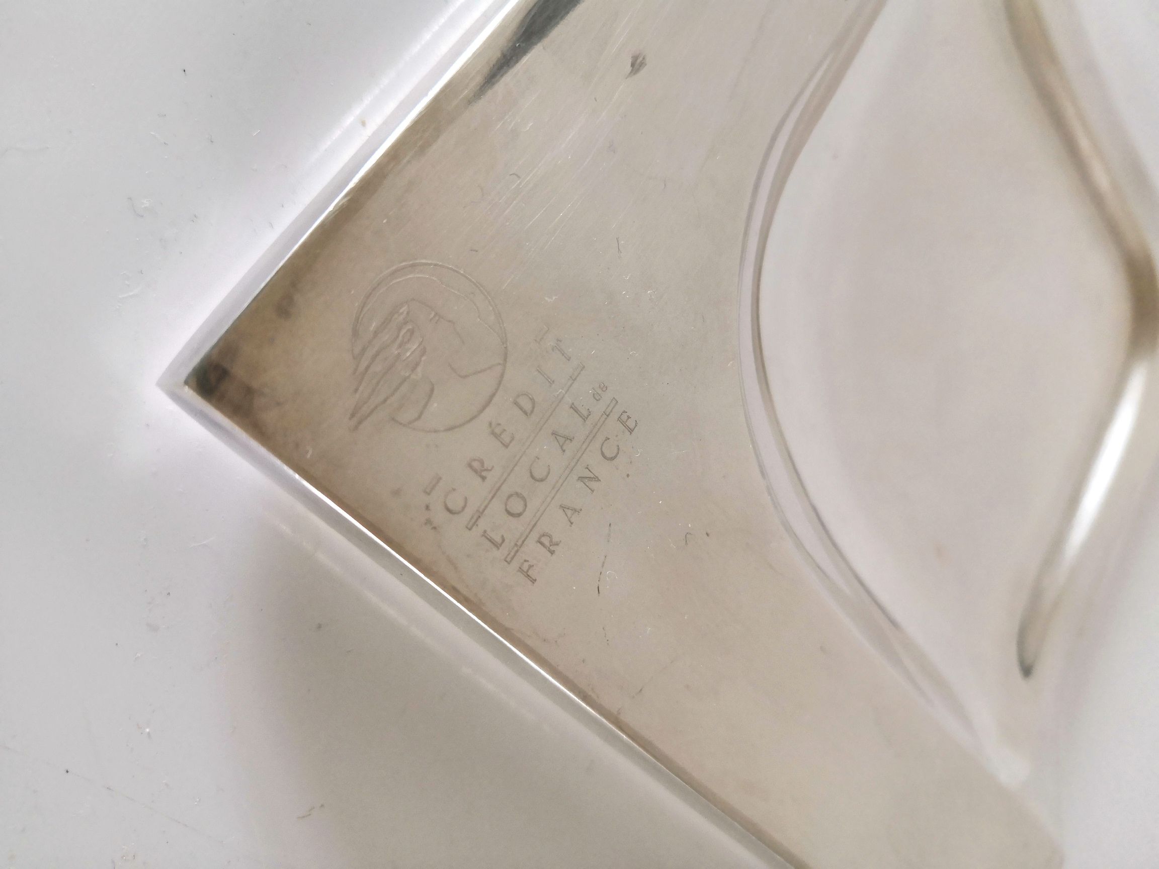 Silver metal ashtray Crédit local de France design 70s
