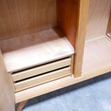 Vintage wardrobe in wood and rattan