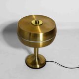 Italian brass table desk lamp with sculptural base and glowing band, 1960s