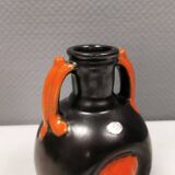 Vase in metallic glaze with orange details, Upsala Ekeby Sweden