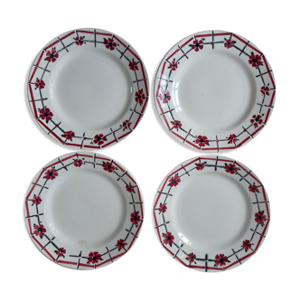 Lot de 4 assiettes à dessert Saint Amand modèle Monique années 30