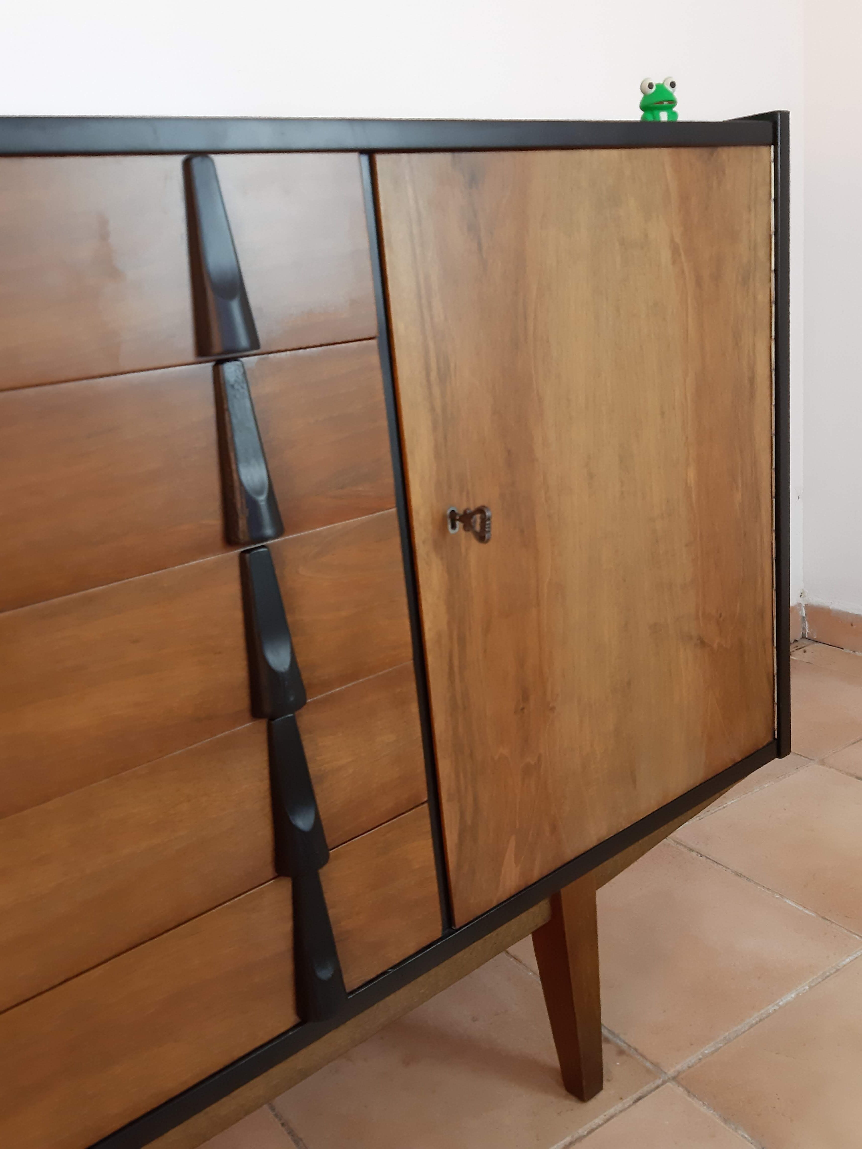 Walnut row renovated by Rajmund Teofil Halas Vintage Polish 1968