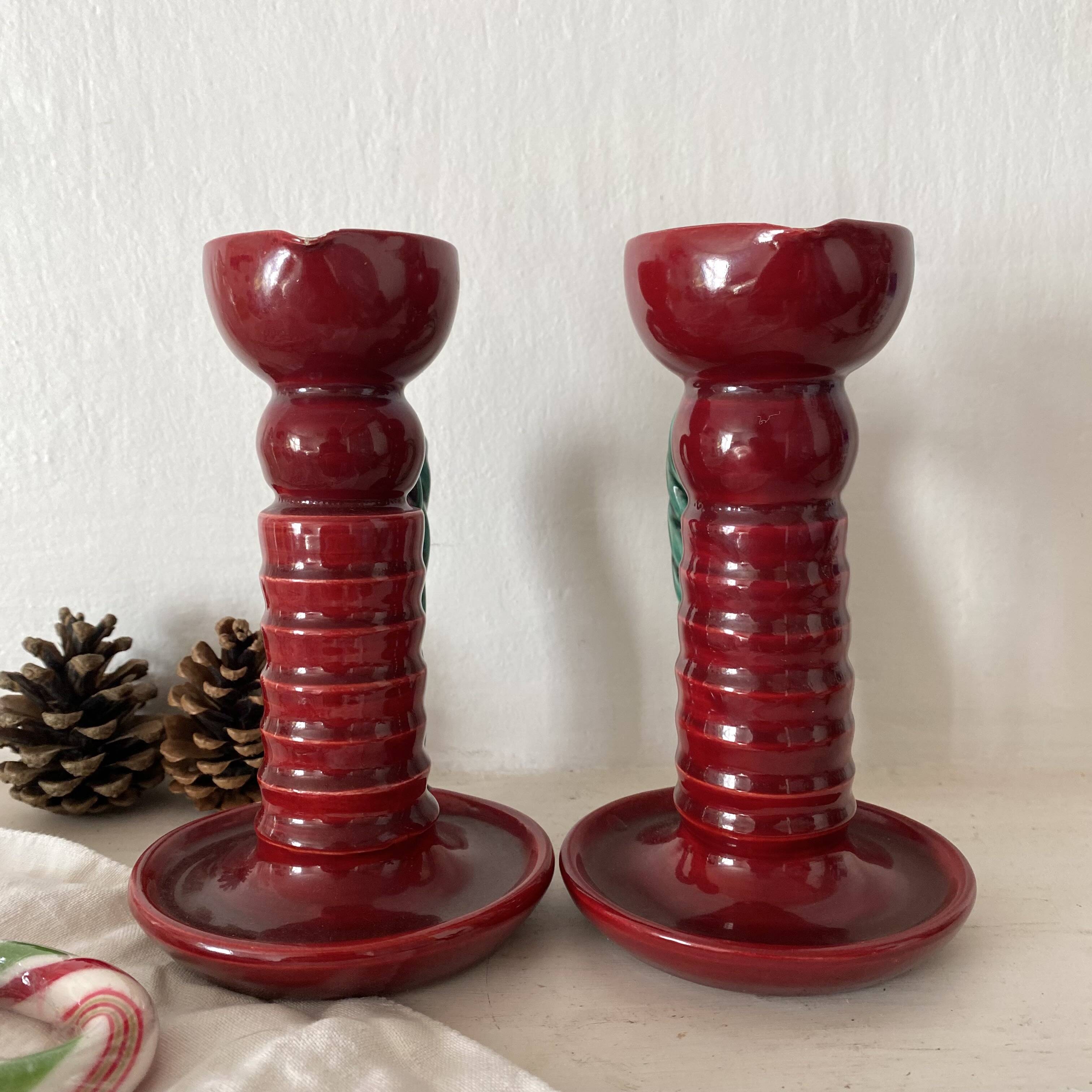 1950s earthenware candlesticks