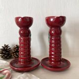 1950s earthenware candlesticks