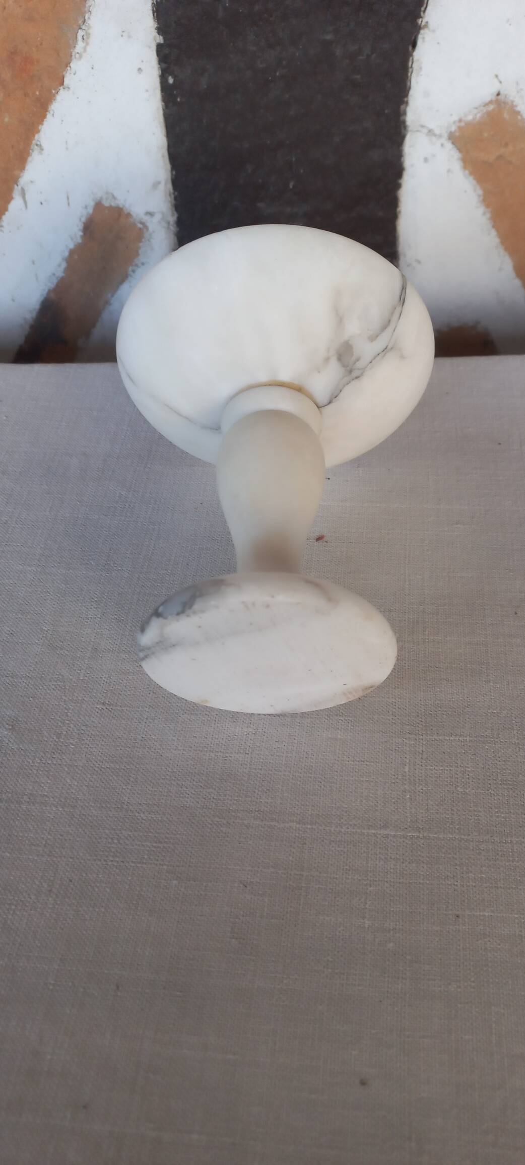 White marble cup candle holder