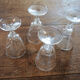 4 old digestive glasses decorated with vines
