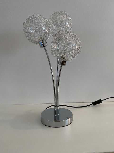 Contemporary lamp with 3 glass and metal balls to place (2 lamps available
