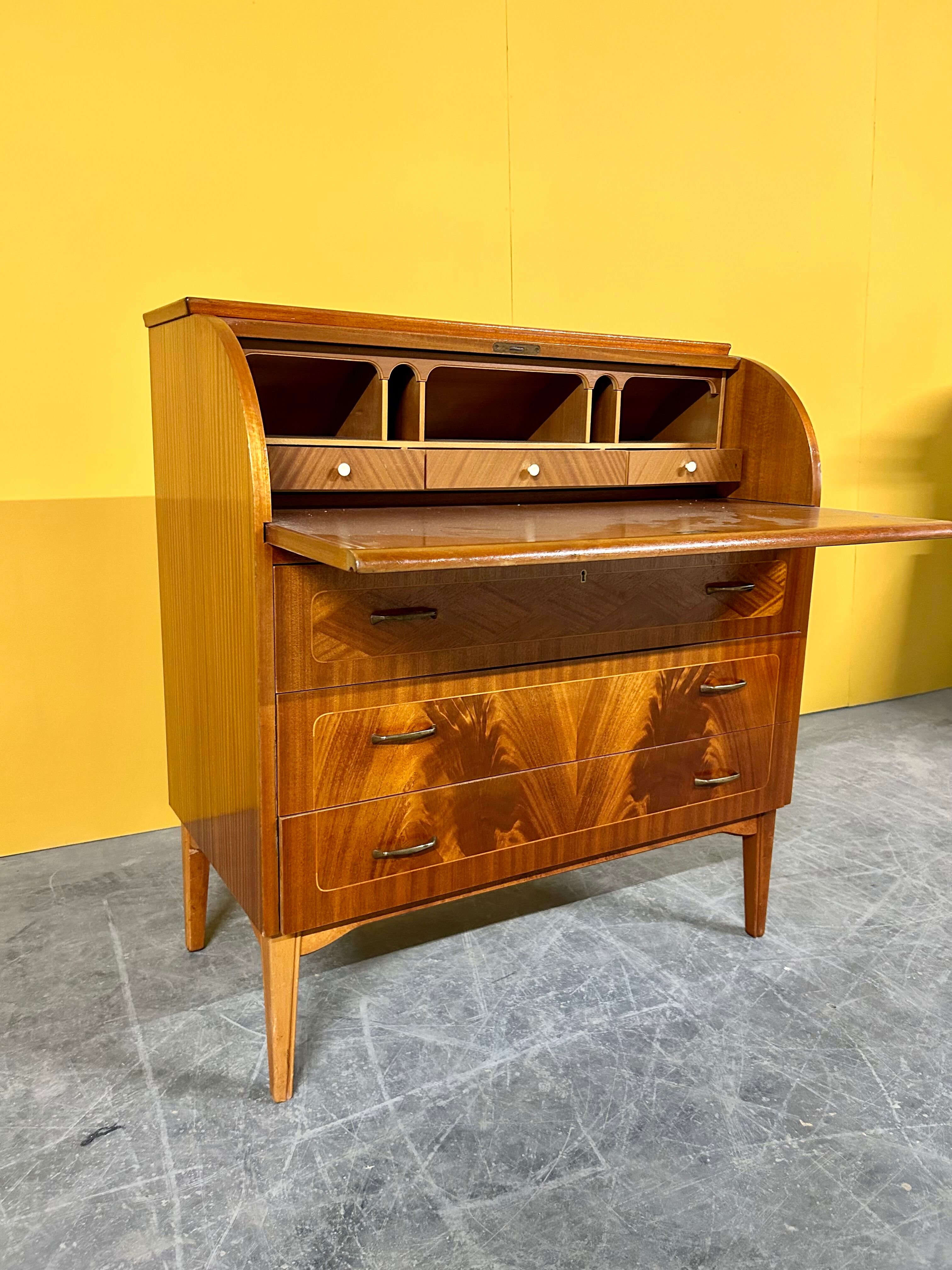Swedish vintage roll-top desk by Egon Ostergaard, 1960s