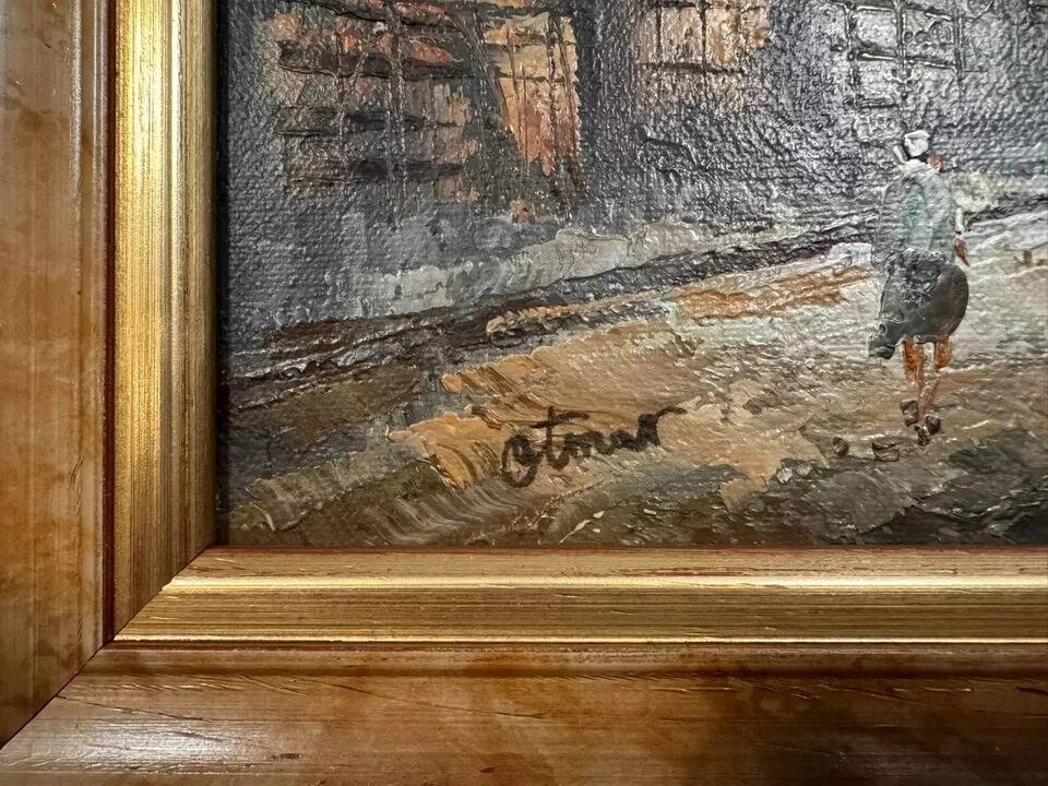 Oil painting on canvas: the Porte Saint Martin Paris 20th century