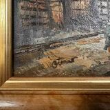 Oil painting on canvas: the Porte Saint Martin Paris 20th century