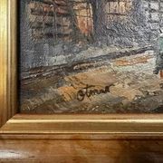Oil painting on canvas: the Porte Saint Martin Paris 20th century
