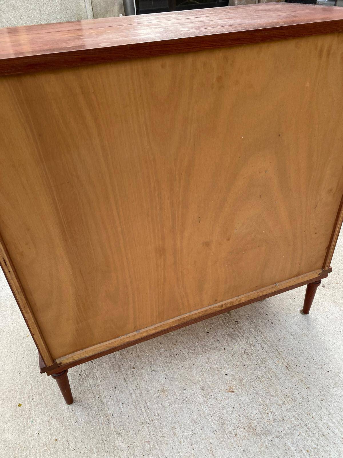 Louis XVI Empire style chest of drawers in solid teak wood with 4 drawers