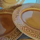Assiettes majolaine ocre marron caramel 