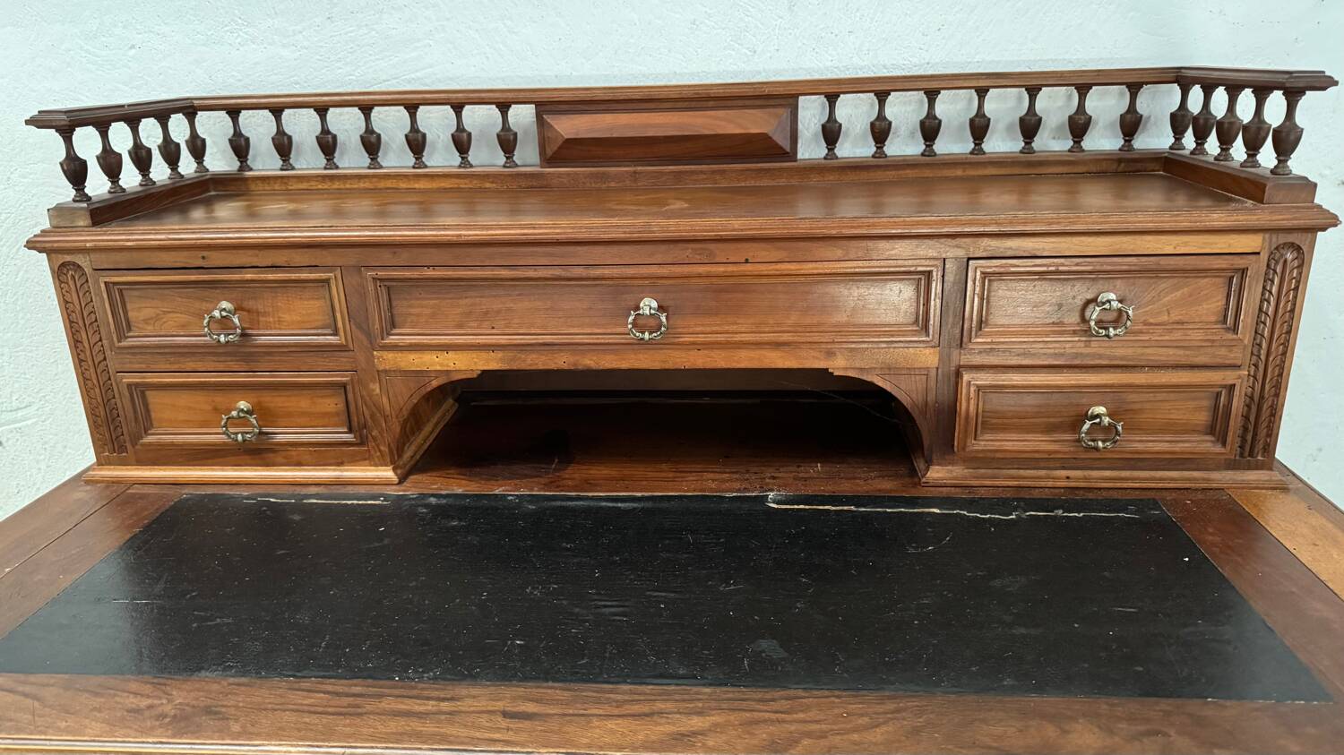 19th century walnut stepped desk