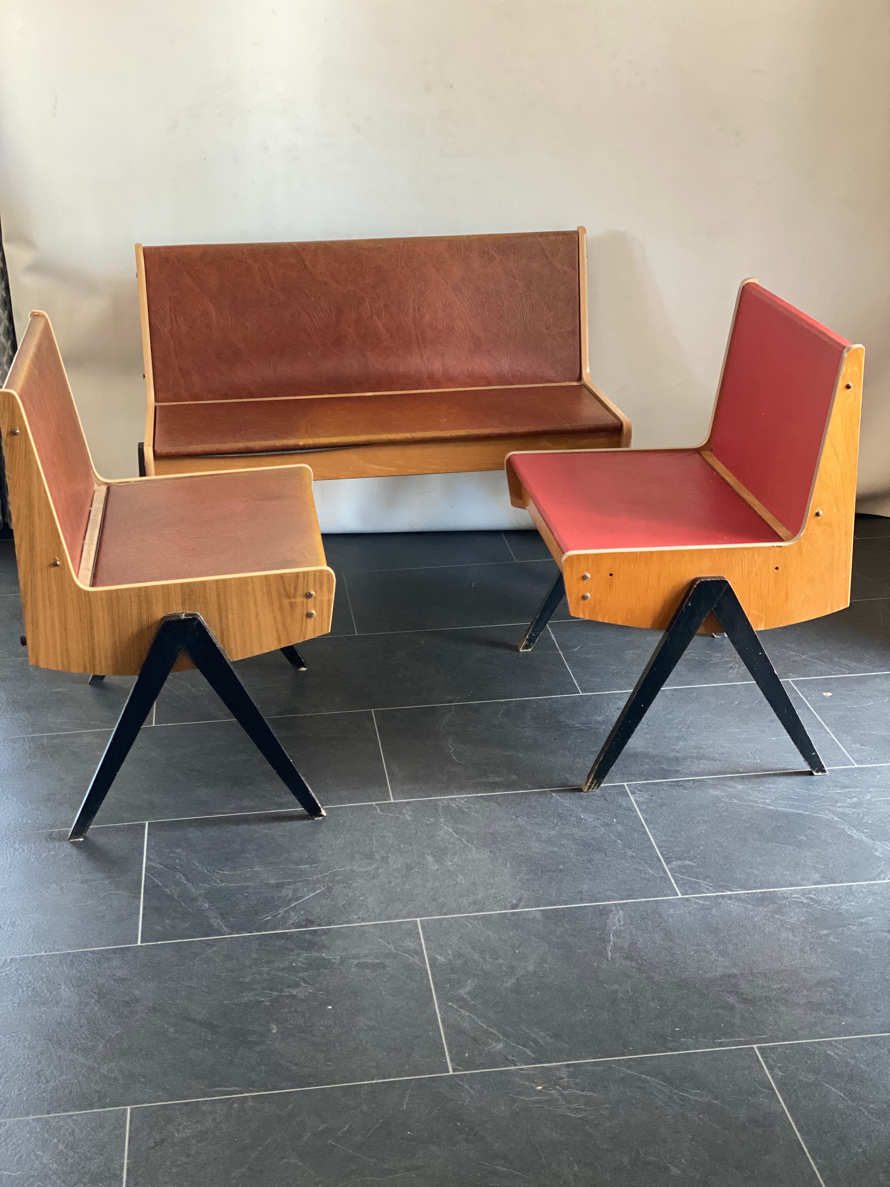 Trio of vintage EKA Wohnmobel benches