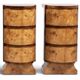 Pair of Art Deco bedside tables in beech, rosewood & elm burl.