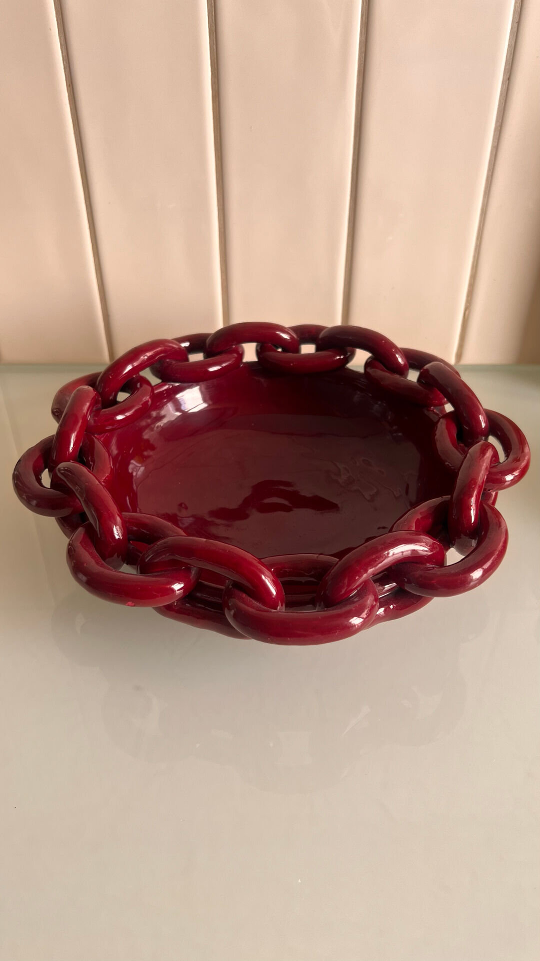 Vallauris ceramic cup with chain decoration