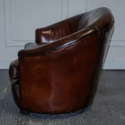 Art Deco Hand-Dyed Whisky Brown Sofa, Armchairs and Ottomans, 1920s, Set of 5