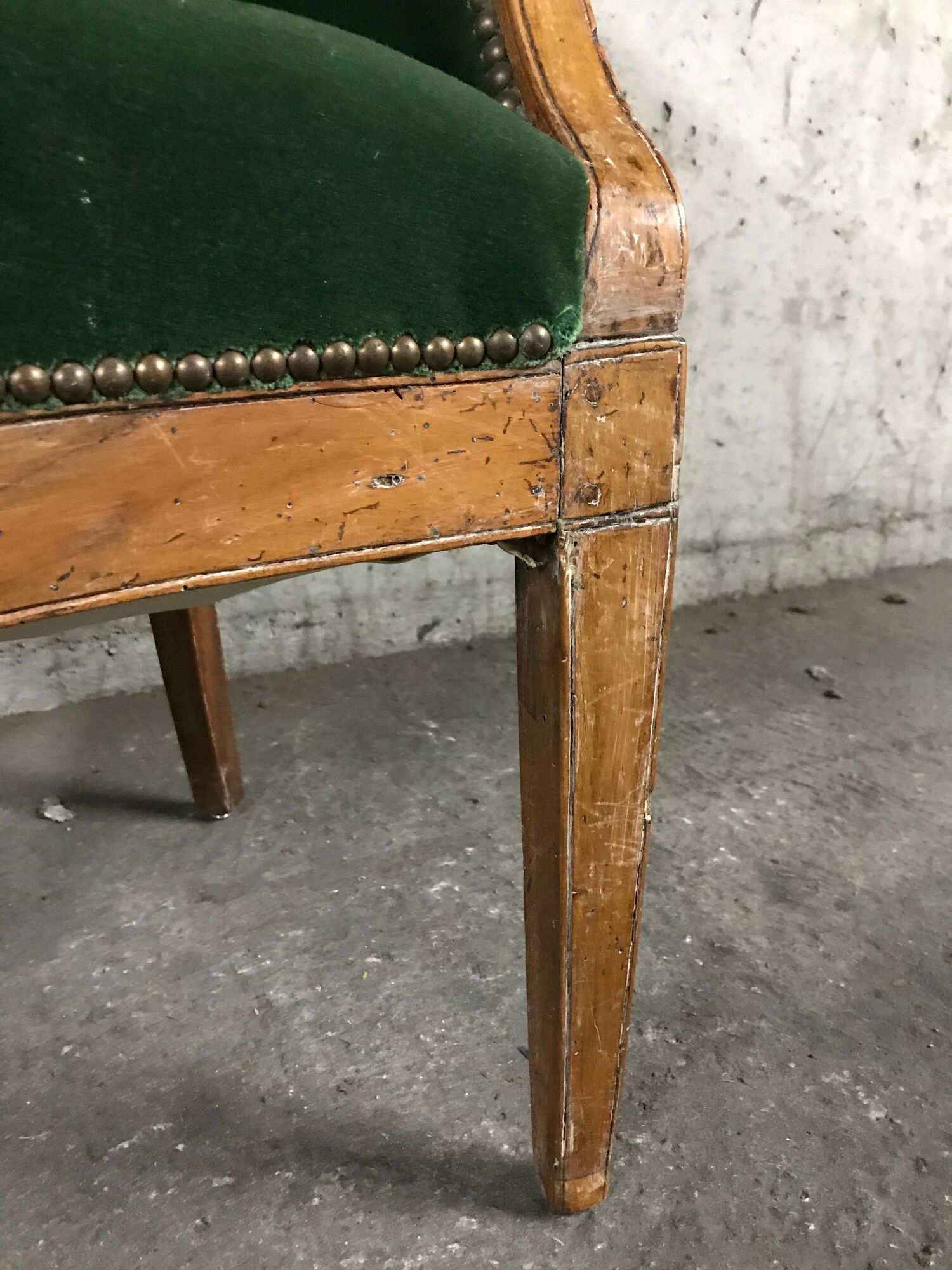 Office velvet green louis XVI bergere Chair