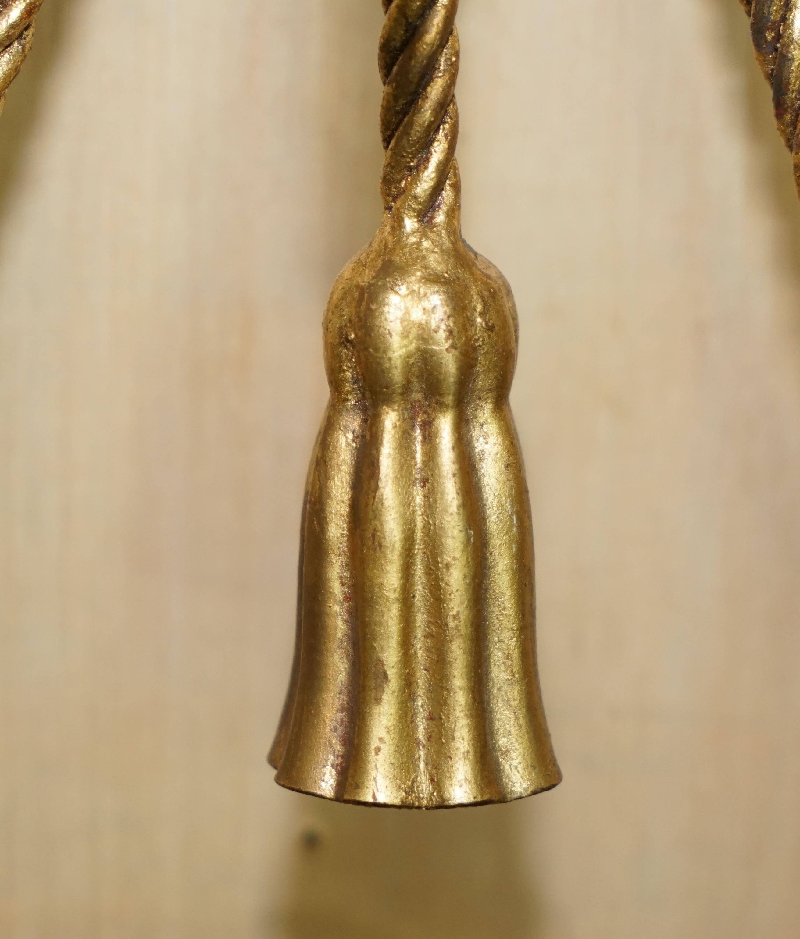 Vintage Twisted Wall Light Three Branches with Pendants