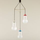 Italian pendant lamp with “lattimo” Murano glass shades, mid century modern