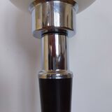 Mazda lamp chrome brass wood opaline globe