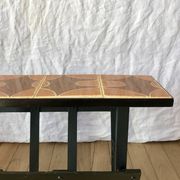 Magazine rack in ceramic and black, orange and brown iron from the 70s