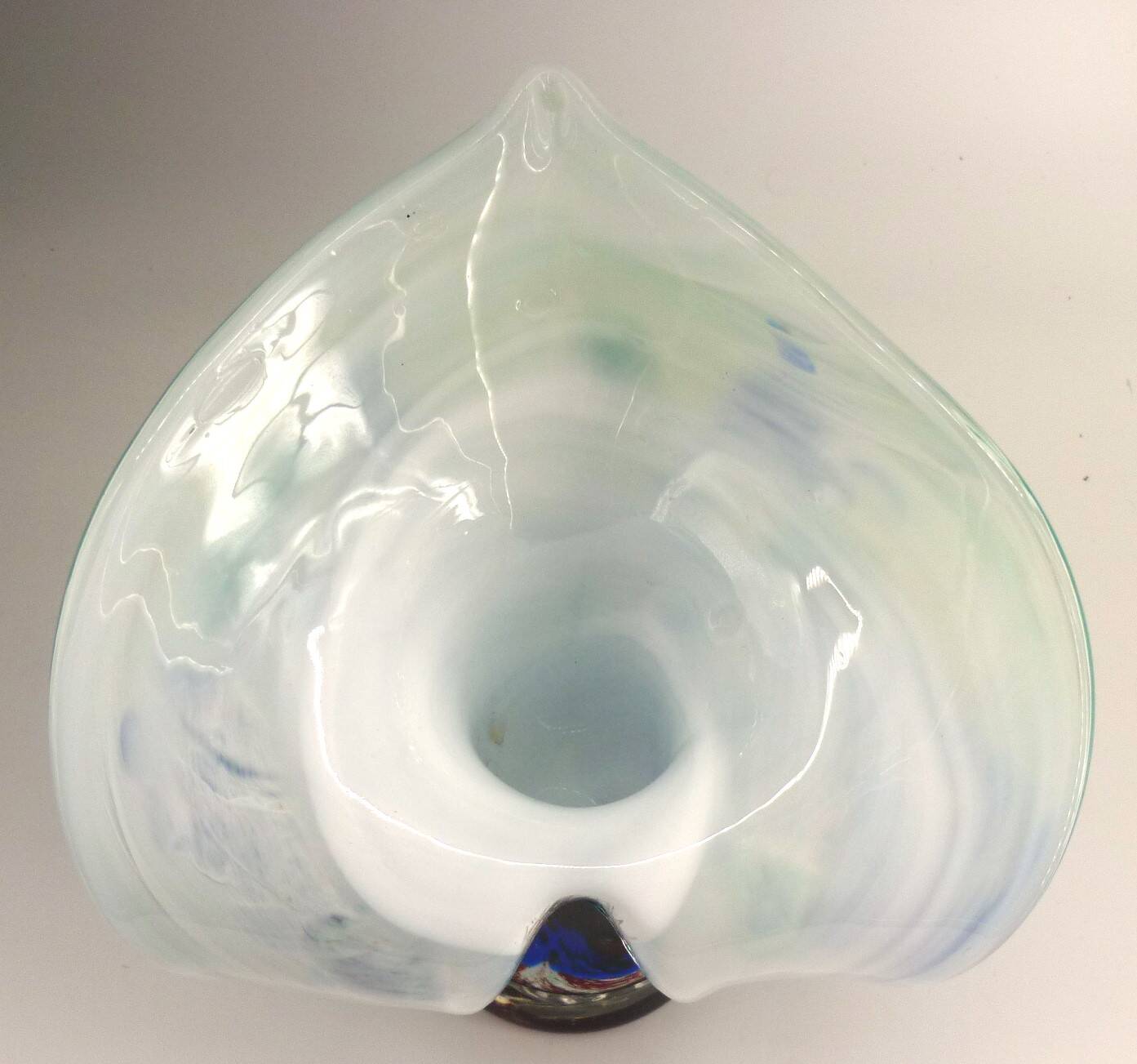 Vase, blown glass, inclusions, large neck, signed Jean Michel Gauthier 2005