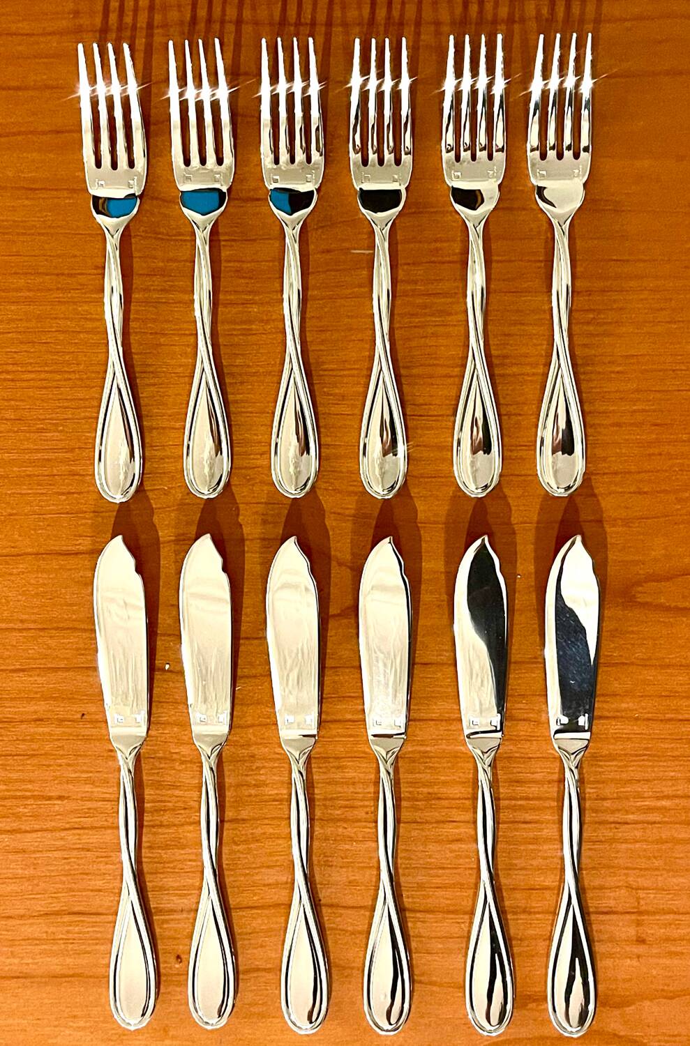 Christofle Galéa, fish cutlery, 6 forks, 6 knives.