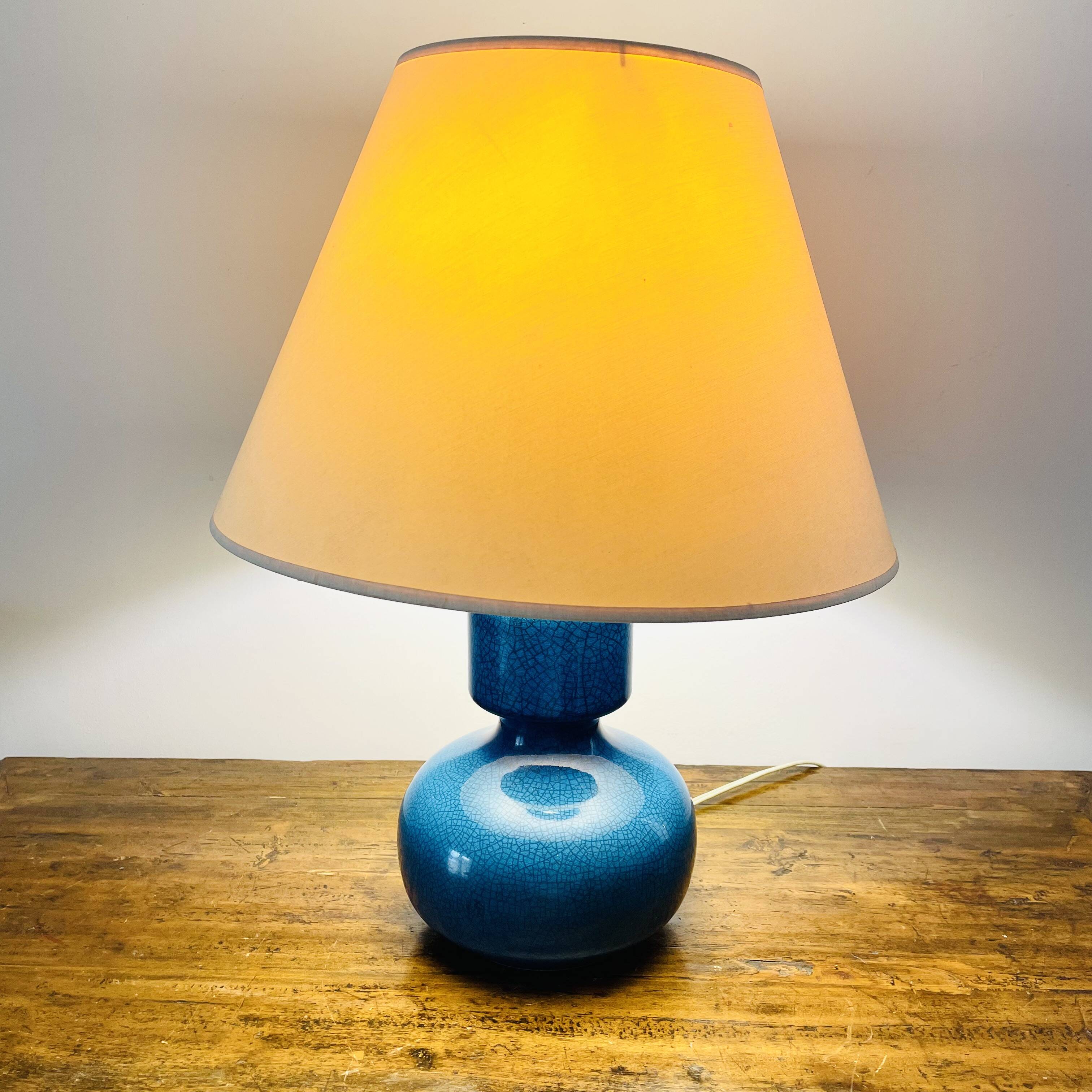 Vintage 60s lamp in cracked blue glazed ceramic – Design Space