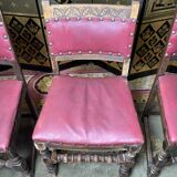 Suite 4 chairs in oak and red leather