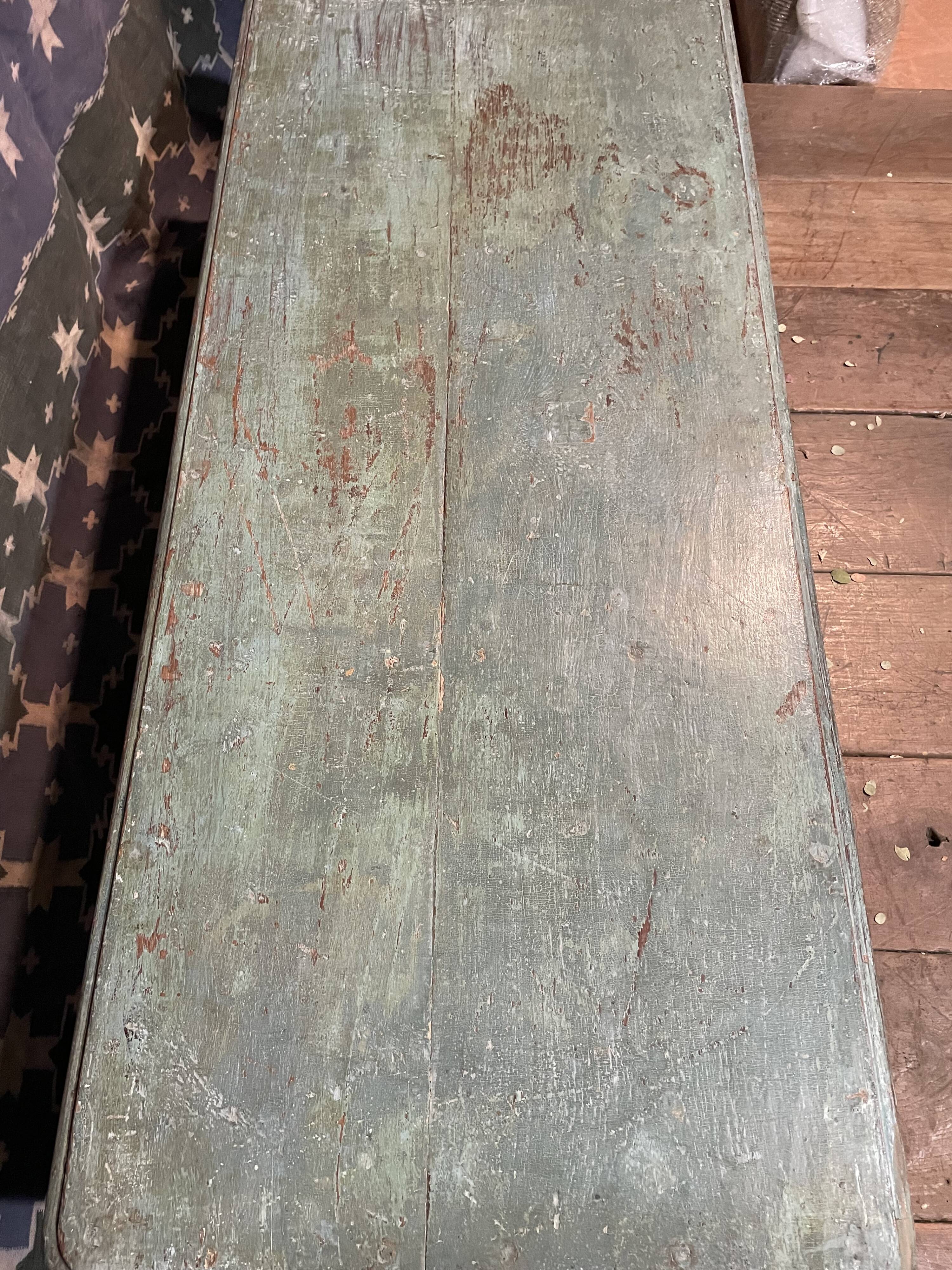 Blue lacquered teak coffee table