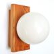 Pair of wood sconces and opaque white glass, 70s