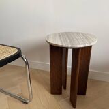 Tables basses gigognes travertin et chene massif